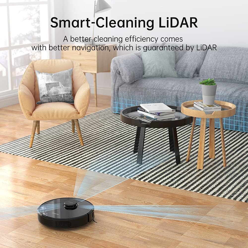 Dreametech D9 Pro Robot Vacuum and Mop Cleaner, Lidar Navigation Robot Vacuum Sweep and Mop 2-in-1, 4000Pa Strong Suction Power, 150min Runtime, Smart Mapping with Moisture-Proof pad