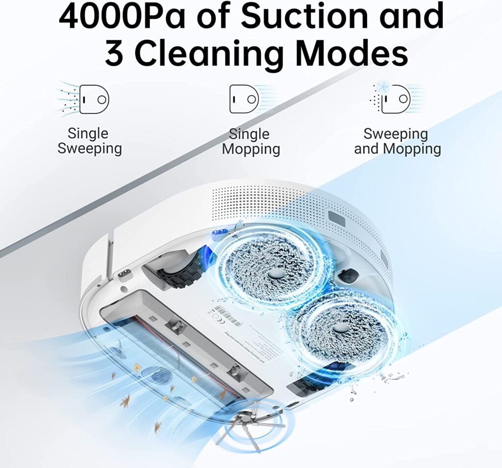 Dreametech W10 Robot Vacuum Cleaner and Mop, Sweeping, Mopping, Washing and Drying 4in1, Robotic Vacuum with Superb Lidar Navigation, 4000Pa Strong Suction for Pet Hair, Hard Floor, Carpet