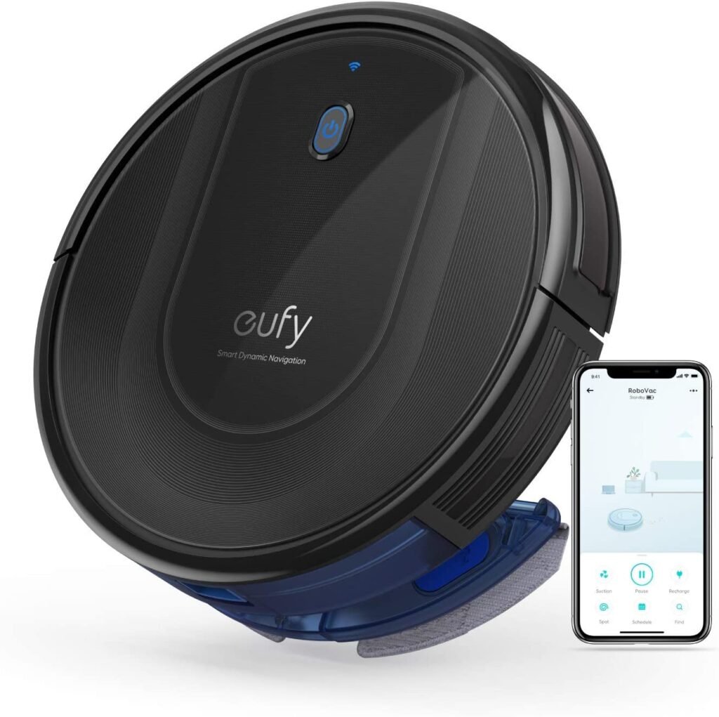 eufy by Anker, RoboVac G10 Hybrid, Smart Dynamic Navigation, 2-in-1 Sweep and mop, Wi-Fi, Super-Slim, 2000Pa Strong Suction, Quiet, Self-Charging, for Hard Floors Only(Renewed)