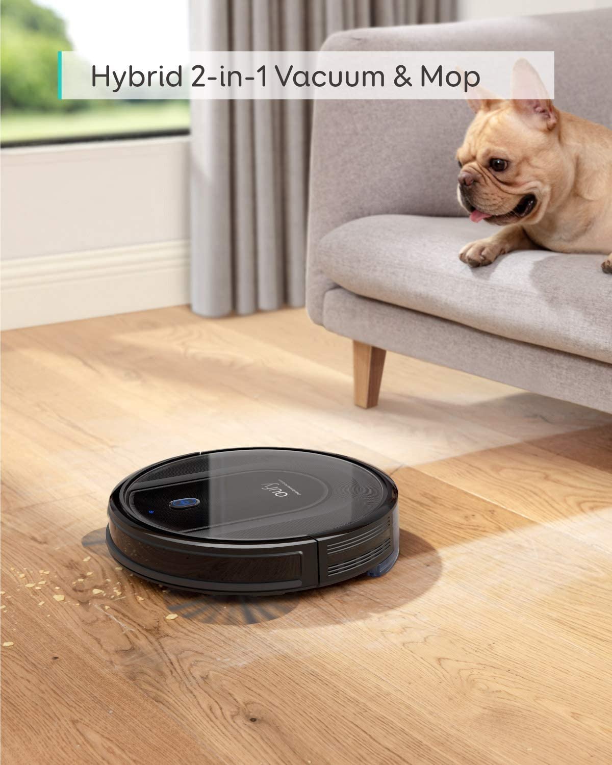 eufy by anker robovac g10 hybrid smart dynamic navigation 2 in 1 sweep and mop wi fi super slim 2000pa strong suction qu