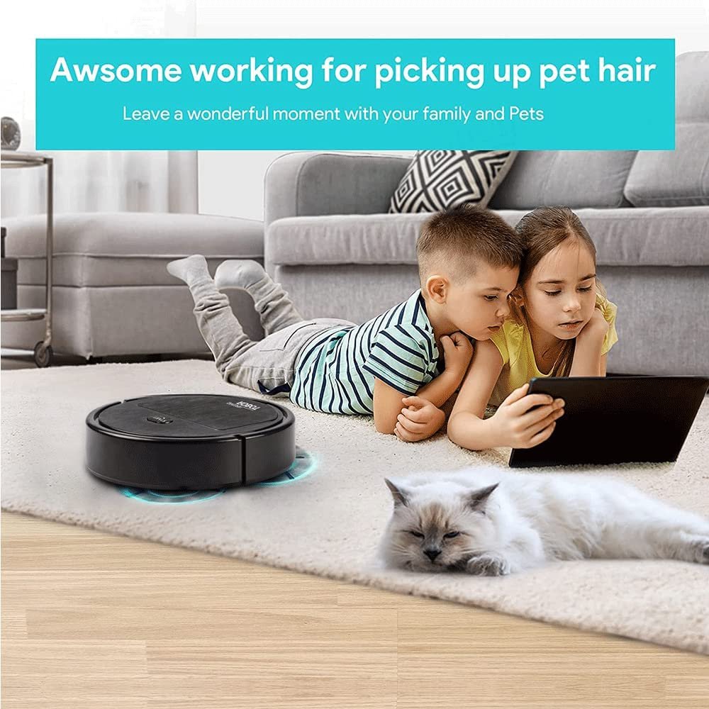 Robot Vacuum Cleaner,Sweeping Robot,Ultra Slim Quiet,1800pa Super-Strong Suction,Cleans Hard Floors to Medium-Pile Carpets,Integral Memory Multiple Cleaning Modes Vacuum Best for Pet Hairs