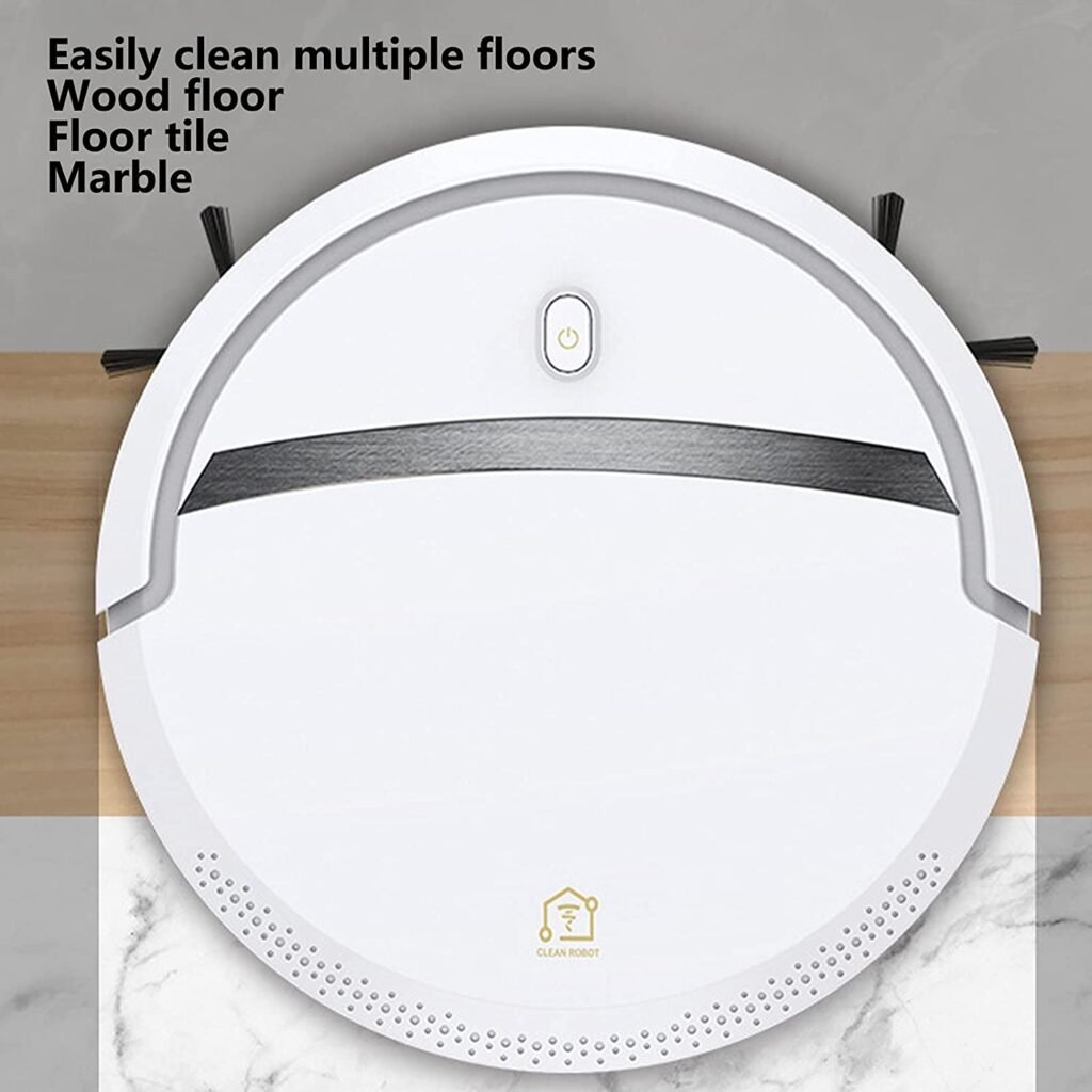 01 02 015 Smart Sweeper, Support Variety of Floors Vacuum Robot Cleaner 3 in 1 with 2 Brush/1 Mop Cloth for Wood Floors and Marbles(White)